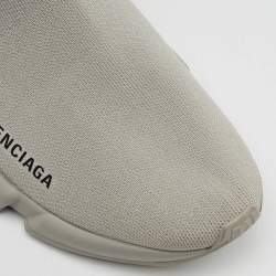 Pre Owned حذاء رياضي بالنسياغا سبيد نسيج محبوك رمادي فاتح نعل شفاف مقاس 38