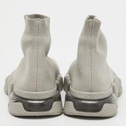 Pre Owned حذاء رياضي بالنسياغا سبيد نسيج محبوك رمادي فاتح نعل شفاف مقاس 38