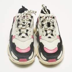 Pre Owned Balenciaga Multicolor Mesh and Nubuck Leather Triple S Lace Up Sneakers Size 40