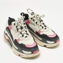 Pre Owned Balenciaga Multicolor Mesh and Nubuck Leather Triple S Lace Up Sneakers Size 40