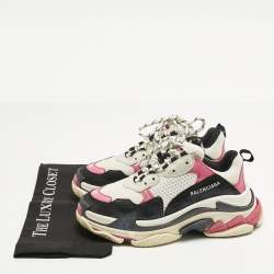 Pre Owned Balenciaga Multicolor Mesh and Nubuck Leather Triple S Lace Up Sneakers Size 40