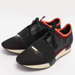 Pre Owned Balenciaga Multicolor Leather And Mesh Race Runner Low Top Sneakers Size 39