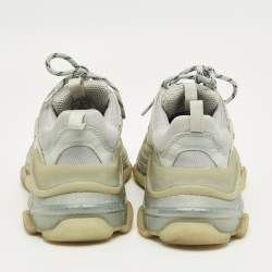 Pre Owned Balenciaga Pastel Blue Faux Leather and Mesh Triple S Clear Sole Sneakers Size 38