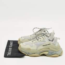 Pre Owned Balenciaga Pastel Blue Faux Leather and Mesh Triple S Clear Sole Sneakers Size 38