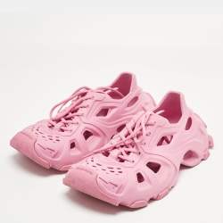 Pre Owned Balenciaga Pink Rubber HD Lace Up Sneakers Size 40