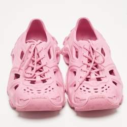 Pre Owned Balenciaga Pink Rubber HD Lace Up Sneakers Size 40
