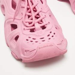 Pre Owned Balenciaga Pink Rubber HD Lace Up Sneakers Size 40