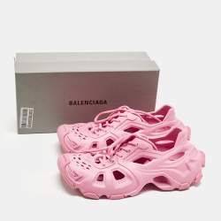 Pre Owned Balenciaga Pink Rubber HD Lace Up Sneakers Size 40