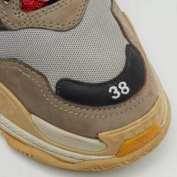 Pre Owned Balenciaga Multicolor Faux Leather and Mesh Triple S Sneakers Size 38