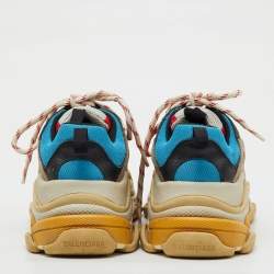 Pre Owned Balenciaga Multicolor Faux Leather and Mesh Triple S Sneakers Size 38