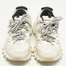 Pre Owned Balenciaga White Leather and Mesh Track Lace Up Sneakers Size 37