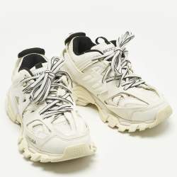 Pre Owned Balenciaga White Leather and Mesh Track Lace Up Sneakers Size 37
