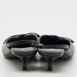 Pre Owned Balenciaga Black Leather Bow Knife Slingback Pumps Size 36