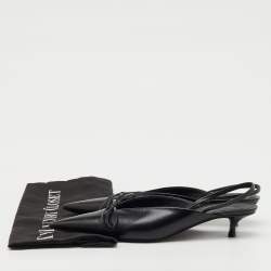 Pre Owned Balenciaga Black Leather Bow Knife Slingback Pumps Size 36
