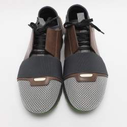 Pre Owned Balenciaga Multicolor Leather Mesh and Suede Race Runner Low Top Sneakers Size 40