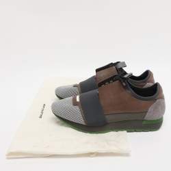Pre Owned Balenciaga Multicolor Leather Mesh and Suede Race Runner Low Top Sneakers Size 40