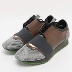 Pre Owned Balenciaga Multicolor Leather Mesh and Suede Race Runner Low Top Sneakers Size 40