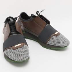 Pre Owned Balenciaga Multicolor Leather Mesh and Suede Race Runner Low Top Sneakers Size 40