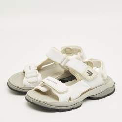 Pre Owned Balenciaga White Fabric Touristic Flat Sandals Size 41
