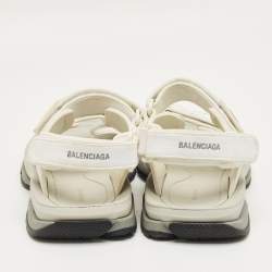 Pre Owned Balenciaga White Fabric Touristic Flat Sandals Size 41