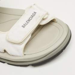 Pre Owned Balenciaga White Fabric Touristic Flat Sandals Size 41