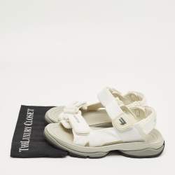 Pre Owned Balenciaga White Fabric Touristic Flat Sandals Size 41