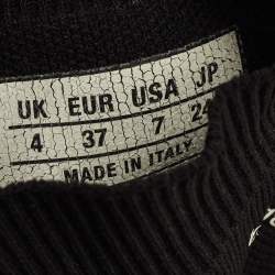 Pre Owned Balenciaga Black/White Knit Fabric Allover Logo Speed Trainer Sneakers Size 37