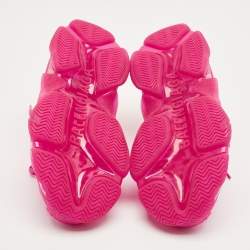 Pre Owned Balenciaga Pink Faux Leather and Mesh Triple S Clear Sole Sneakers Size 37