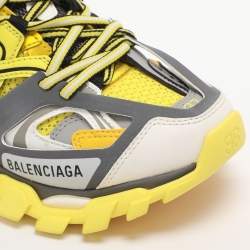 Pre Owned Balenciaga Yellow Mesh and Faux Leather Track Sneakers Size 37
