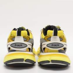 Pre Owned Balenciaga Yellow Mesh and Faux Leather Track Sneakers Size 37
