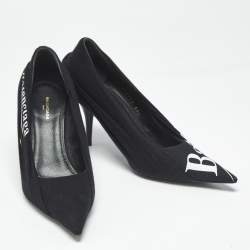 Pre Owned Balenciaga Black Fabric Knife Pointed Toe Pumps Size 35.5