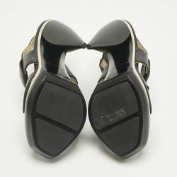 Pre Owned Balenciaga Black Leather Platform Sandals Size 36.5