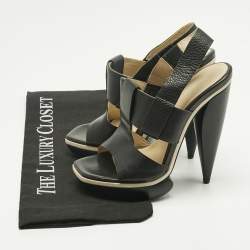 Pre Owned Balenciaga Black Leather Platform Sandals Size 36.5