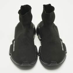 Pre Owned Balenciaga Black Knit Fabric Speed Trainer Sneakers Size 37
