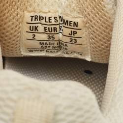 Pre Owned Balenciaga White Leather and Mesh Triple S Sneakers Size 35