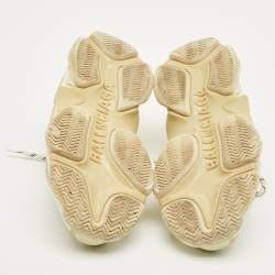 Pre Owned Balenciaga White Leather and Mesh Triple S Sneakers Size 35