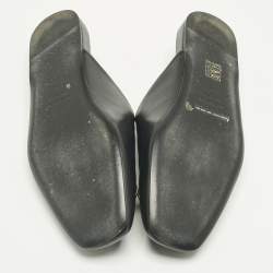Pre Owned Balenciaga Black Leather Cosy BB Flat Mules Size 41