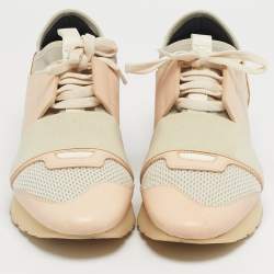 Pre Owned Balenciaga Multicolor Fabric and Leather Race Runner Low Top Sneakers Size 38