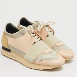 Pre Owned Balenciaga Multicolor Fabric and Leather Race Runner Low Top Sneakers Size 38