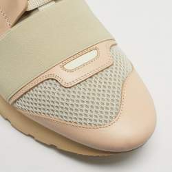 Pre Owned Balenciaga Multicolor Fabric and Leather Race Runner Low Top Sneakers Size 38