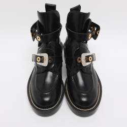 Pre Owned Balenciaga Black Leather Ceinture Ankle Boots Size 35