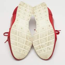 Pre Owned Balenciaga Red Leather and Mesh Race Runner Low Top Sneakers Size 38