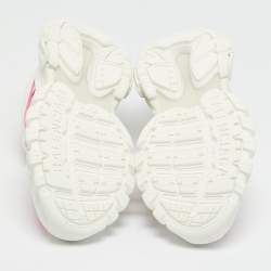 Pre Owned Balenciaga White/Pink Mesh and Faux Leather Track Sneakers Size 38