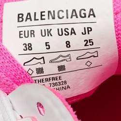 Pre Owned Balenciaga White/Pink Mesh and Faux Leather Track Sneakers Size 38
