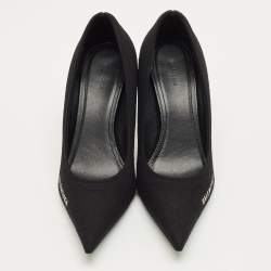 Pre Owned Balenciaga Black Knit Fabric Knife Pumps Size 38