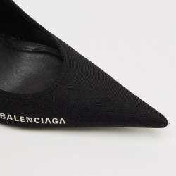 Pre Owned Balenciaga Black Knit Fabric Knife Pumps Size 38