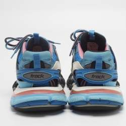 Pre Owned حذاء رياضي بالنسياغا تراك منخفض من أعلى جلد صناعي وشبك أبيض/ برتقالي مقاس 40