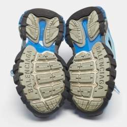 Pre Owned حذاء رياضي بالنسياغا تراك منخفض من أعلى جلد صناعي وشبك أبيض/ برتقالي مقاس 40