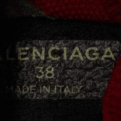 Pre Owned Balenciaga Speed Trainer Size 38 Red Knit Fabric High Top Sneakers