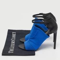 Pre Owned Balenciaga Glove Size 35 Black Leather and Neoprene Ankle Strap Sandals